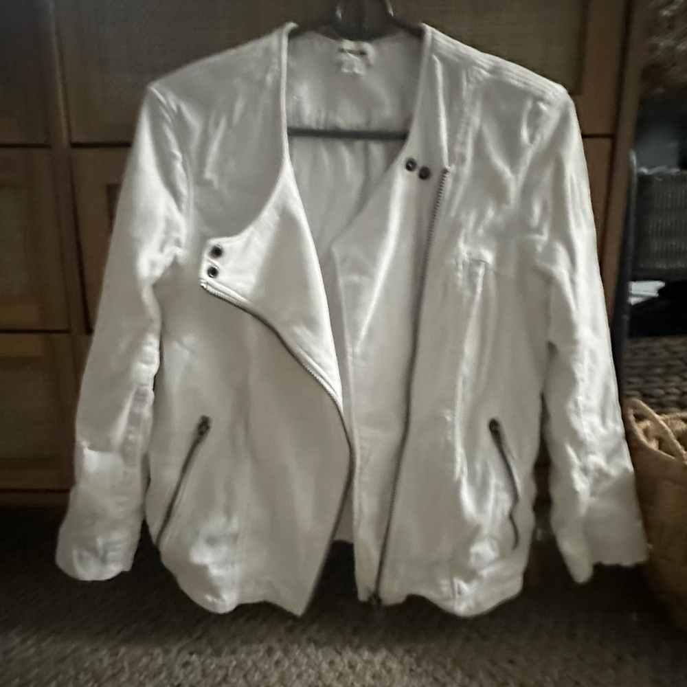 Helmut Lang white denim motto jacket